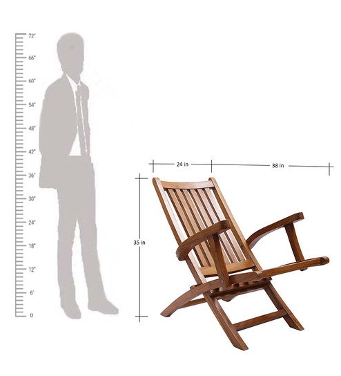 Handcrafted Wooden Folding Lounge Chair with Armrests