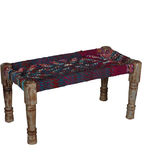 Handcrafted Woven Wooden Stool